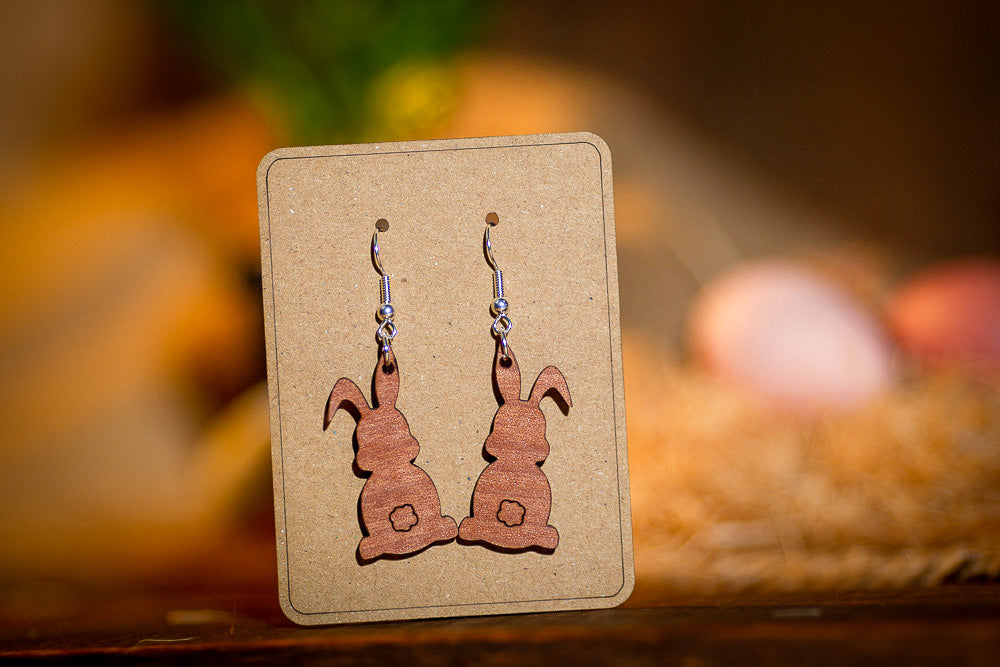 Wood Bunny Earrings