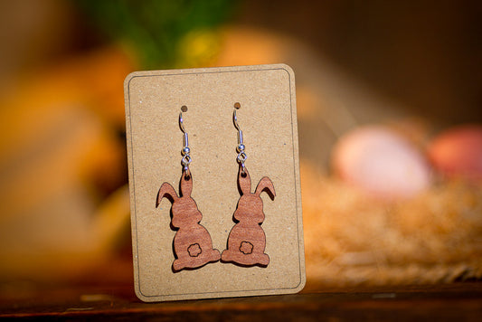 Wood Bunny Earrings