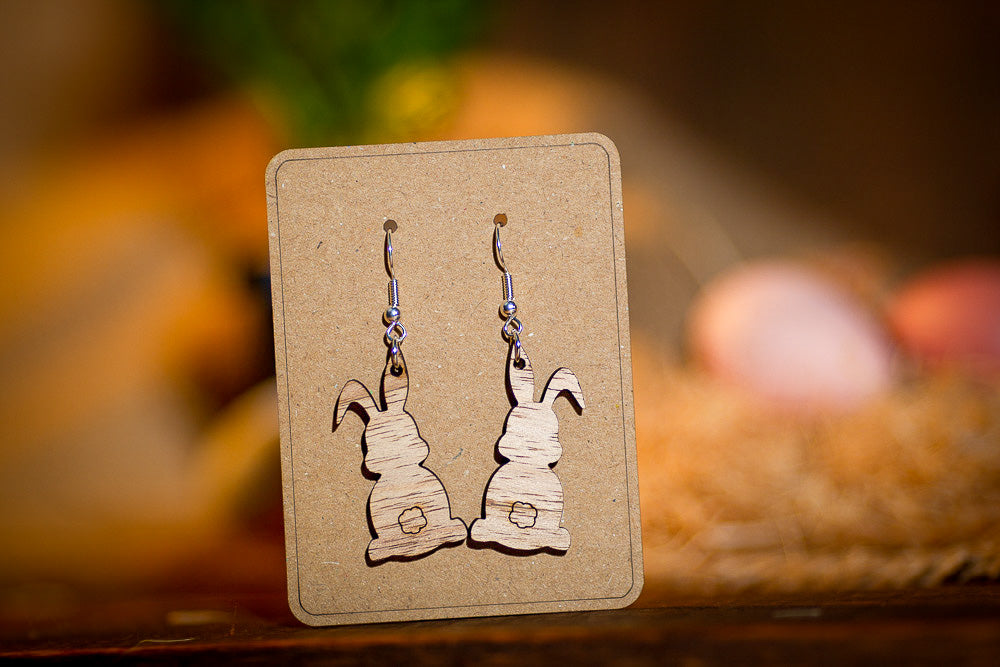 Wood Bunny Earrings
